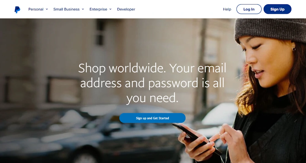 PayPal Webpage Benefits Screenshot